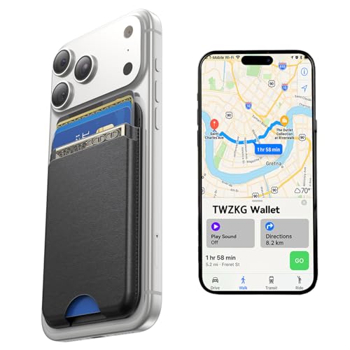 TWZKG for MagSafe Wallet Works with Apple Find My 5 Card Holder Slim Magnetic Phone Wallet for iPhone 17/16/15/14/13/12 Pro Max Plus Air RFID Blocking Vegan Leather Black