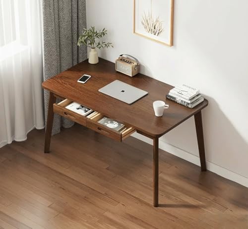LEPTIS MAGNA Computer Desk for Student and work- Desk with Drawers - Modern Computer Desks - Home Office Desk with Drawers for Bedroom, Office,desks, (120x55cm) (Walnut, 120 cm)