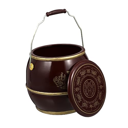 LABRIMP Traditional Chinese Wedding Ornaments Plastic Bucket Storage Barrel Easy Clean Wedding Snacks