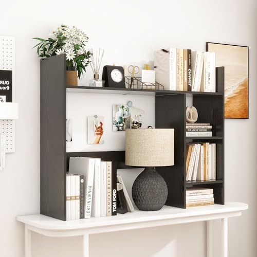 FTZxHKLX Desktop Bookshelf, Wood Desk Organizer Hutch with 3 Shelves for Computer Desk, 37.4'' Multipurpose Display Rack with Storage for College Dorm Office Home, Black by FTZxHKLX - Image 9