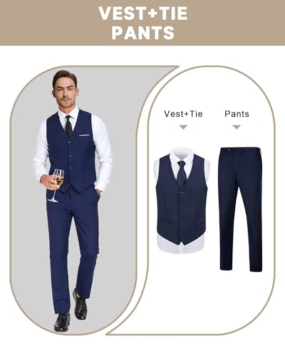 Men's Suits Mens Vest and Pants Set Slim Fit 2 Piece Suit Graduation Outfit Beach Wedding Dress Tuxedo Suits with Tie3