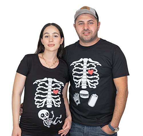 Maternity Skeleton Xray T-Shirt Pregnancy Baby Costume Spandex Cotton Tee (Maternity Medium)