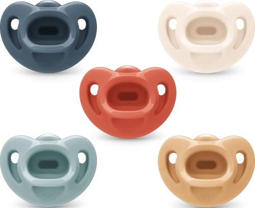 NUK Timeless Comfy Pacifier | 100% Silicone, One-Piece Design | BPA-Free, Gentle on Baby’s Skin | 5-Pack, for 0-6M