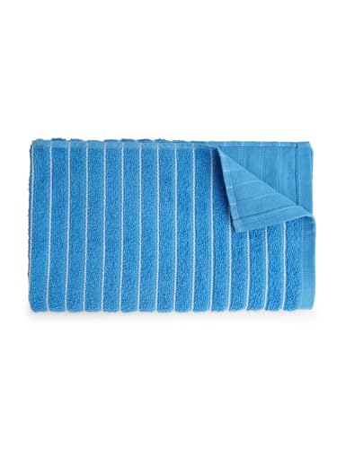 Image of Welspun 100% Cotton Large (70 Cm X 150 Cm) | 250 GSM Dobby Solid Bath Towel (Royal Blue)- 2-in-1