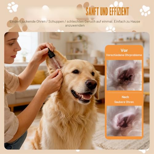 OPEIXSAYKOC Ohrentropfen für Hunde 2 x 60ml, Ohrentropfen Hund Entzündung