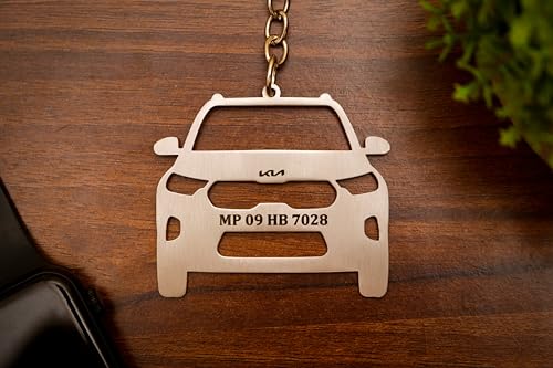 Image of Personalized Car Keychain Compatible for Kia Sonet Models | Premium Customized Name Engraved Metal Car Keyring | Premium Car Accessory Gift for Men Women & Car Lovers | For Daily Use