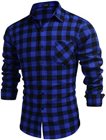 COOFANDY Men’s Casual Long Sleeve Plaid Button Up Shirts Regular Buffalo Plaid Dress Shirt with Pocket