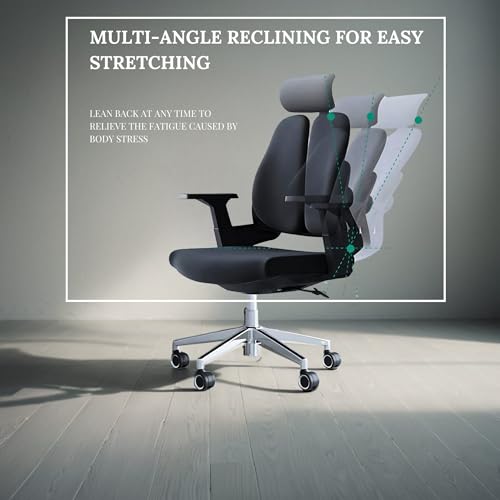 Image of Truback Ergonomic Office Chair for Long Working Hours | Mesh Back, 180 KG Weight Capacity, Rotating, Adjustable & Breathable Work Chair (Black)