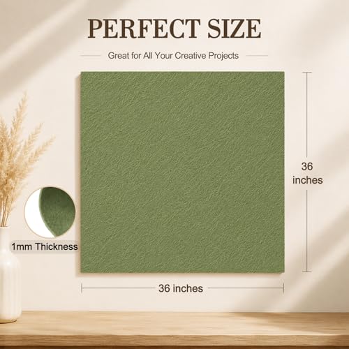 Image of Sage Green Large Felt Fabric 36 inch x 36 inch (1 Square Yard), 1mm Stiff Felt Sheet, Nonwoven Fabric for Crafts, DIY Projects, Art, Sewing, Lining & Decorations