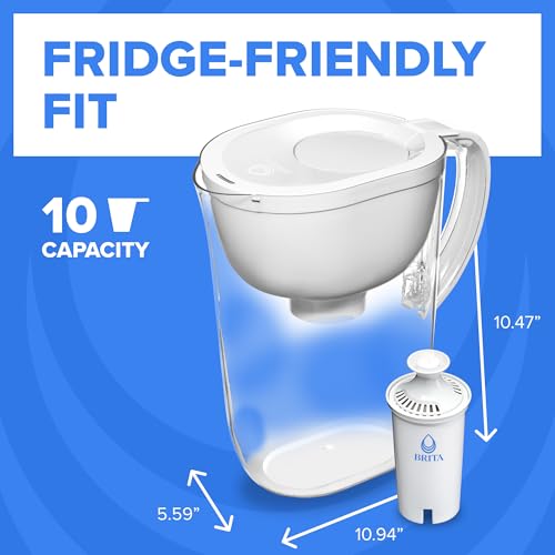 Image of Brita Large 10-Cup Water Filter Pitcher, WQA NSF /ANSI Certified, Removes Chlorine Taste & Odor, Reduces Zinc, Copper & Mercury, 1 Standard Filter, Lasts 2 Months, Bright White