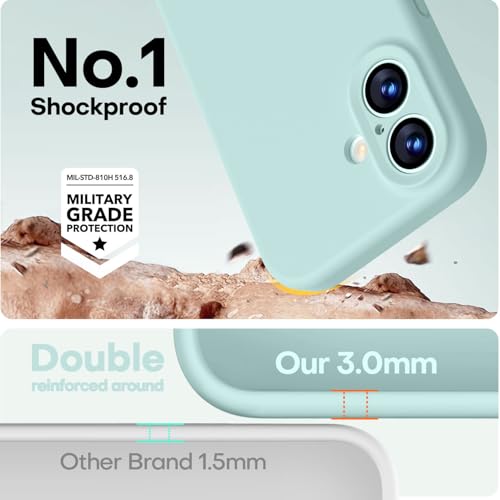 Image of LOVE 3000 Designed for iPhone 17 Case, Premium Silicone [Compatible with Magsafe][Soft Anti-Scratch Microfiber Lining] Shockproof Protective Phone Case for Men Women 6.3 inch, Mint