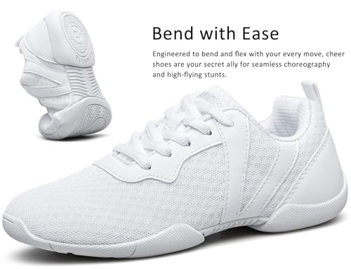 Girls Cheer Shoes White Cheerleading Breathable Sneakers Kids Cheerleader Athletic Training Tennis Walking Shoes3