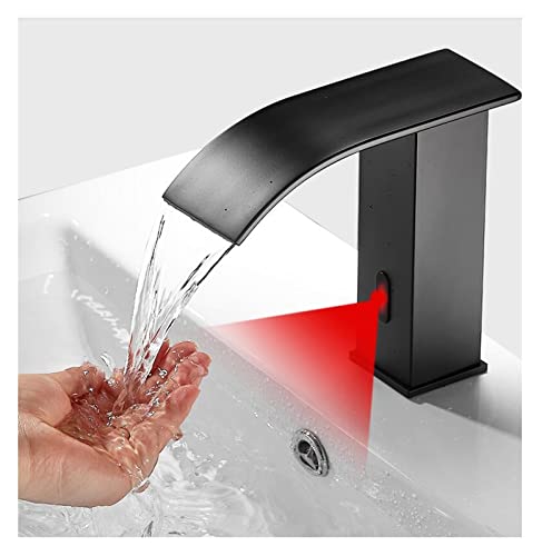 Grifo negro monomando con agua fría y caliente para lavabo sobreencimera 5