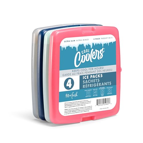 Fit + Fresh Cool Coolers Slim, Reusable Ice Packs...