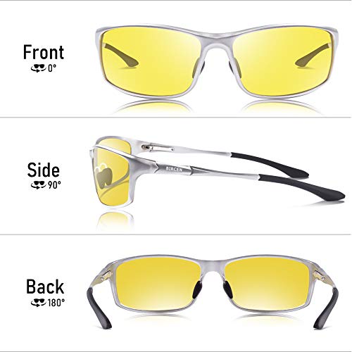 Image of BIRCEN Night Vision Glasses for Driving: Anti-Glare Metal Glasses for Men