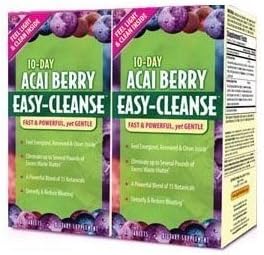 ACAI BERRY Easy Cleanse Formula - Detoxify & Reduce Bloating - 40 Tablets (Pack of 2)