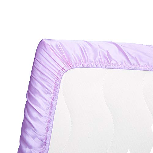 Image of Pro Goleem Satin Pack n Play Playard Sheet Great for Baby Hair Soft Silk Feeling 27x39 Inch Fitted Portable Mini Crib Sheet Playard Mattress Cover for Girls Lavender