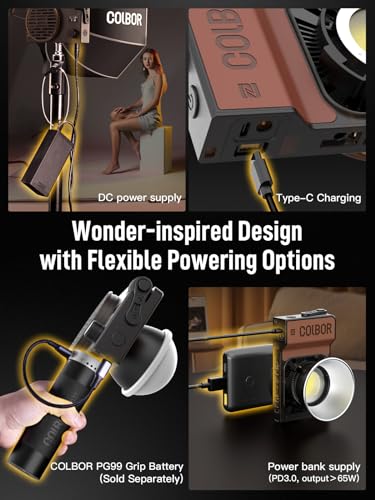 Image of COLBOR W60 Video Light, 60W 2700K-6500K Bi-Color Pocket Continuous Output Lighting with LED Screen 3 Powering Options APP Control for Filmmaking Live Streaming
