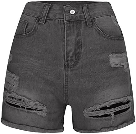 Women's Hole Denim Shorts UK Sale Clearance Ladies Fringe Jeans Pants with Pokets Casual Zipper Shorts Elasticated Waist Summer Shorts High Waisted Denim Shorts Comfy Holiday Stretchy Short Trouser