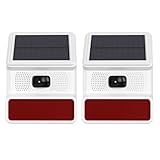 Solar Wireless Motion Sensor Alarm,Driveway Alarm Outdoor Waterproof Alert 120 dB Siren Sound Security System for House Yard Farm, Woods, Farmland,Garage(2 Pack)