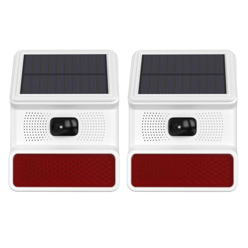 Solar Wireless Motion Sensor Alarm,Driveway Alarm Outdoor Waterproof Alert 120 dB Siren Sound Security System for House Yard Farm, Woods, Farmland,Garage(2 Pack)