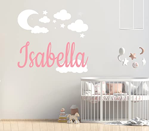 Vinilo Decorativo Personalizado con Nubes, Luna y Estrellas 30x30 in miniatura 5