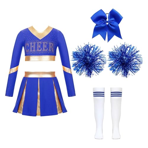 Costume de pom-pom girl enfant pour spectacle d'école et fête déguisée avec pompons