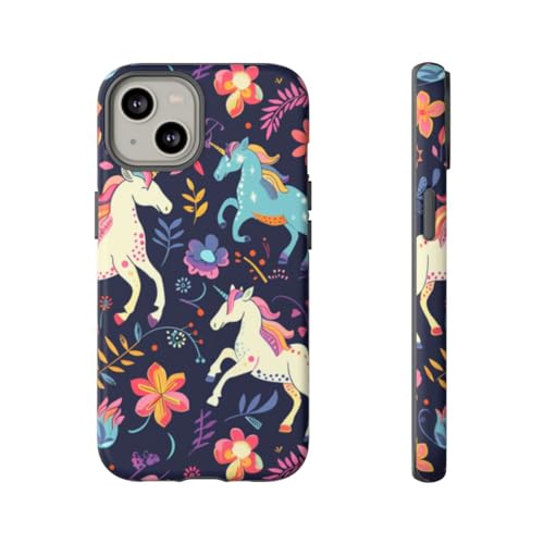 Coque iPhone 14 licorne bleue rigide mate anti-choc et rayures