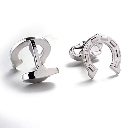 Mancuernillas para hombre diseño herraduras plateadas miniatura 4