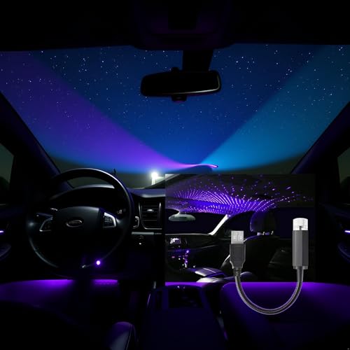 Image of Blue USB Star Projector Night Light,Adjustable Romantic Starry Sky Projector Car Light,Portable Atmosphere Decorative Auto Roof Light for Various Occasions, Home Improvement,Wall Lights Night-Lights