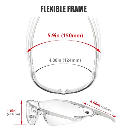 Image of HTS HUNTERSKY ANSI Z87.1 Anti-Fog Clear Safety Glasses Pickleball Youth Baseball Lab Chemistry Goggles Scratch Resistant