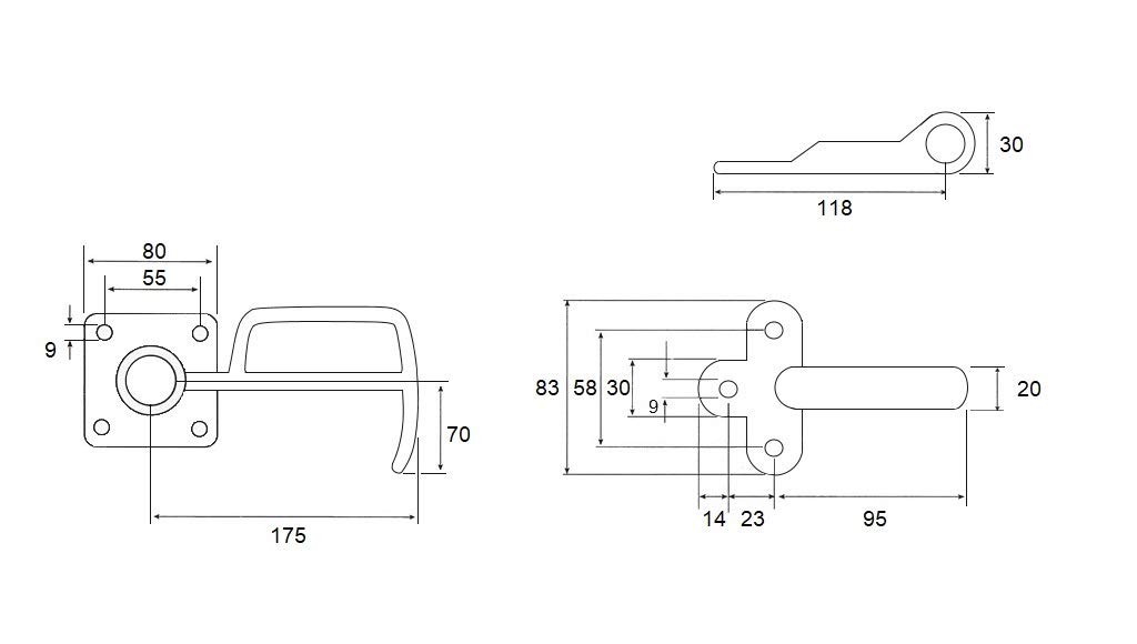 trailerexperts XL-Burtowe zamknięcie pałąkowe zestaw rozm. 2 lewe i prawe 175 mm z zaczepami