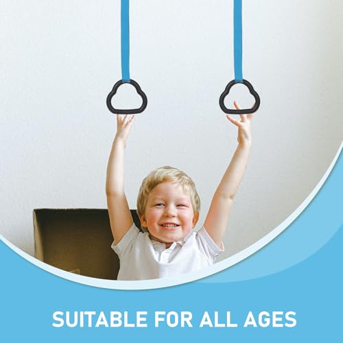 Anillas para gimnasia y entrenamiento en casa, con correas azules miniatura 3