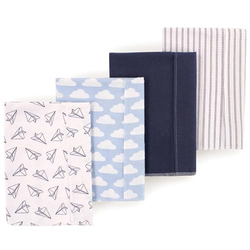 Luvable Friends Hudson Baby Flannel Burp Cloths 4pk, Aviator Plane