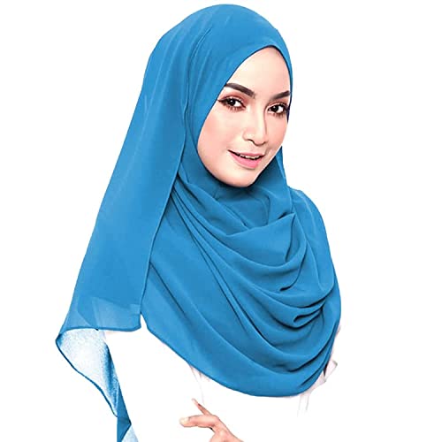 Image of LMVERNA Solid Color Bubble Chiffon Scarf for Women Fashion Soft Hijab Long Scarf Wrap Scarves