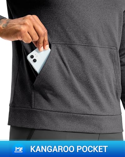 G Gradual Men's Fleece Hoodie Long Sleeve Athletic Workout Shirts(Dark Grey Heather,S) - image 6