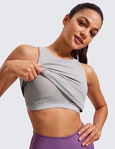 Image of CRZ YOGA Butterluxe High Crew Neck Tank Top | Light Support, Built in Bra, Removable Pads, Yoga, Extremely Soft, Racerback, for Women