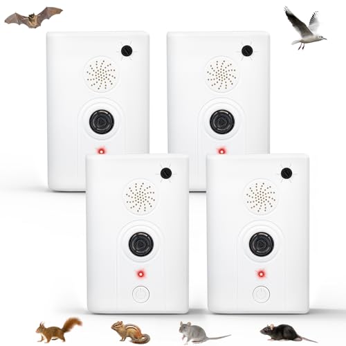 Ultrasonic Bat Repellent Deterrent Devices for Attic Home, 4 Pack Electronic Plug in Bat Repeller Bats Keep Away Removal Reject Repelling System for Porch House Outdoor Indoor,Human and Pet Safe