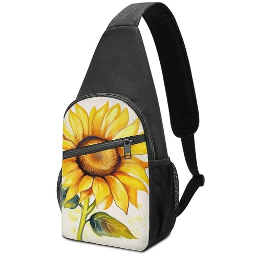 Morrales tipo sling con diseño girasol acuarela miniatura 1