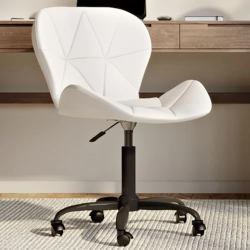 Image of Amazon Brand - Umi Home Swivel Height-Adjustable Faux Leather Office Computer Study Desk Chair for Salon, Spa in White Color