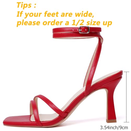 Image of Mostrin Womens Sandals Strappy Heels for Women Ankle Strap Lace Up Heels Square Open Toe Heels Tie Up Stiletto High Heeled Sandals for Prom, Party, Daily Wear