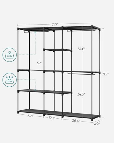 Image of SONGMICS Portable Closet, Storage Organizer, 71.7 x 16.9 x 71.7 Inches