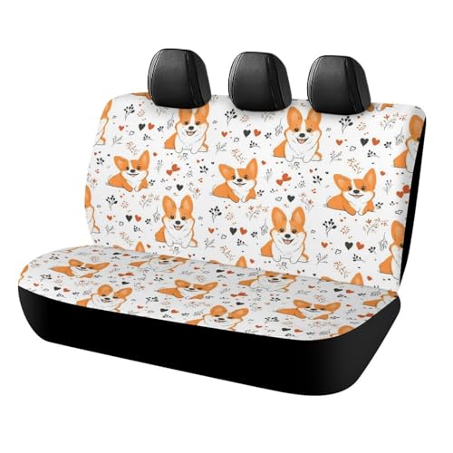GVYGVY Fundas de asiento trasero de coche para camiones SUV – Bonito estampado floral de perro, tela transpirable debajo del asiento del coche, ligera, elástica, universal, para asiento trasero de