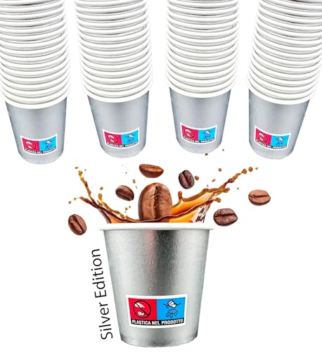 SWEEPING,1000 Bicchierini Caffè monouso,tazzine caffe in carta da 65ml - SILVER EDITION - Bicchieri caffe monouso per un esperienza elegante