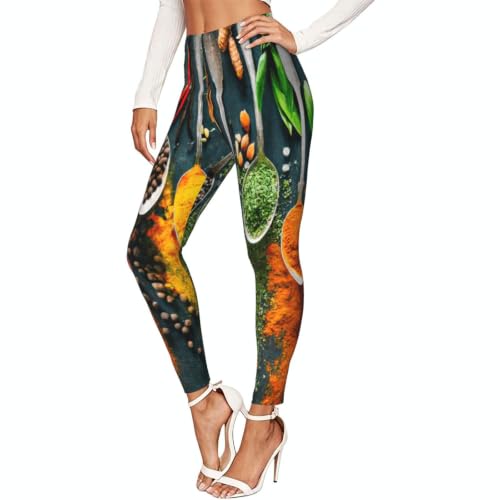 Leggings elásticos de longitud completa con estampado de especias para un yoga sin límites
