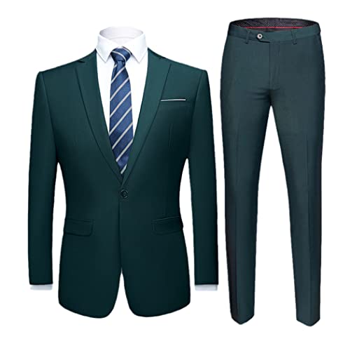Robe de marié homme vert foncé et pantalon classique de cérémonie haut de gamme