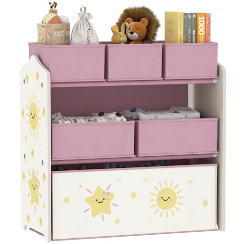 AIYAPLAY Estantería Infantil para Juguetes, con 6 Cajas Extraíbles de Tela no Tejida, Organizador de Juguetes de 3 Niveles, para Habitación Infantil, Sala de Juegos, Guardería, 63x30x66 cm, Rosa AIYAPLAY Estantería Infantil para Juguetes, con 6 Cajas Extraíbles de Tela no Tejida, Organizador de Juguetes de 3 Niveles, para Habitación Infantil, Sala de Juegos, Guardería, 63x30x66 cm, Rosa