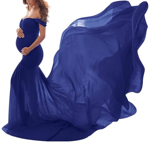 shownicer Robe de Grossesse Photographie Robe Femme Enceinte Shooting Photo Vêtement Maternité A Bleu Foncé Taille Unique