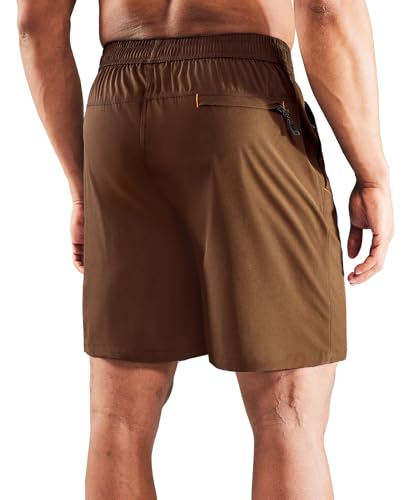 Image of MIER Men's Quick Dry Running Shorts with Zipper Pocket Elastic Waist Athletic Workout Exercise Shorts