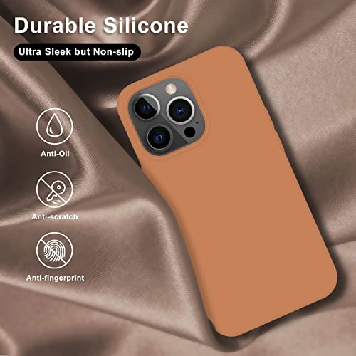 Image of Elzzi Microfiber Candy Case Compatible for iPhone 14 PRO MAX, Shockproof Slim Back Cover Liquid Silicone Case (Brown)